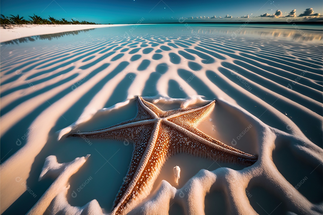 Estrela de praia na praia de areia, Maldivas