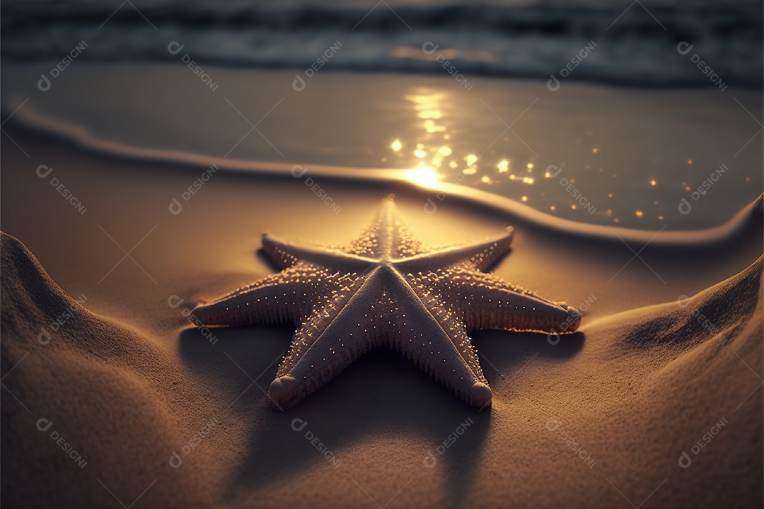 Estrela de praia na praia de areia, Maldivas