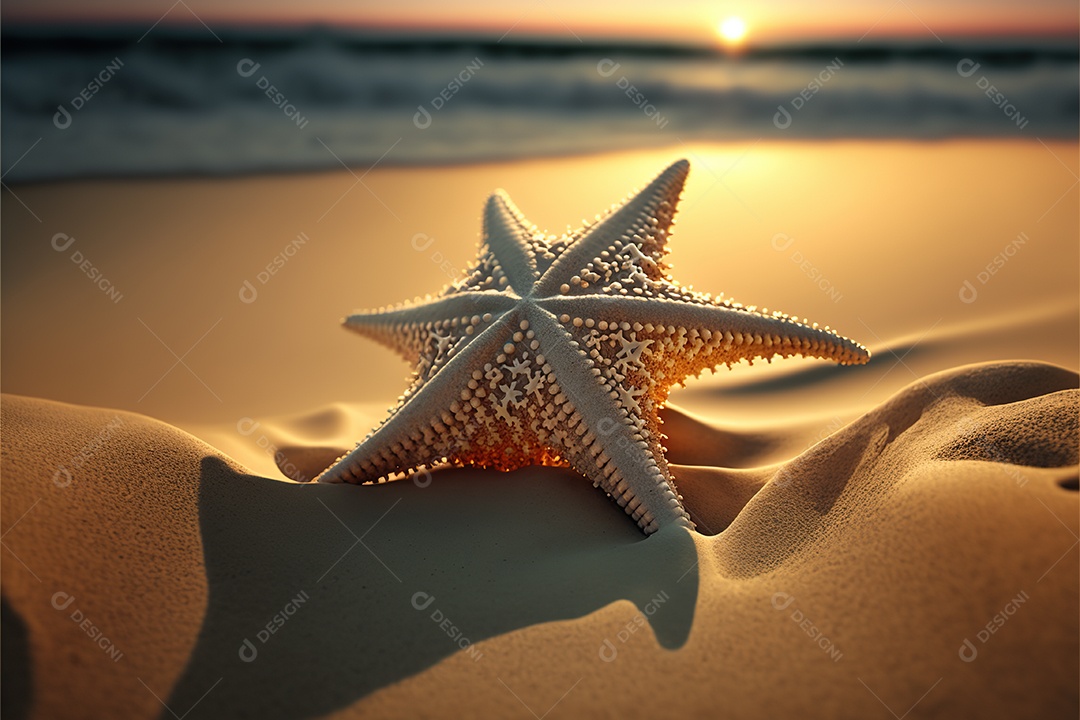 Estrela de praia na praia de areia, Maldivas