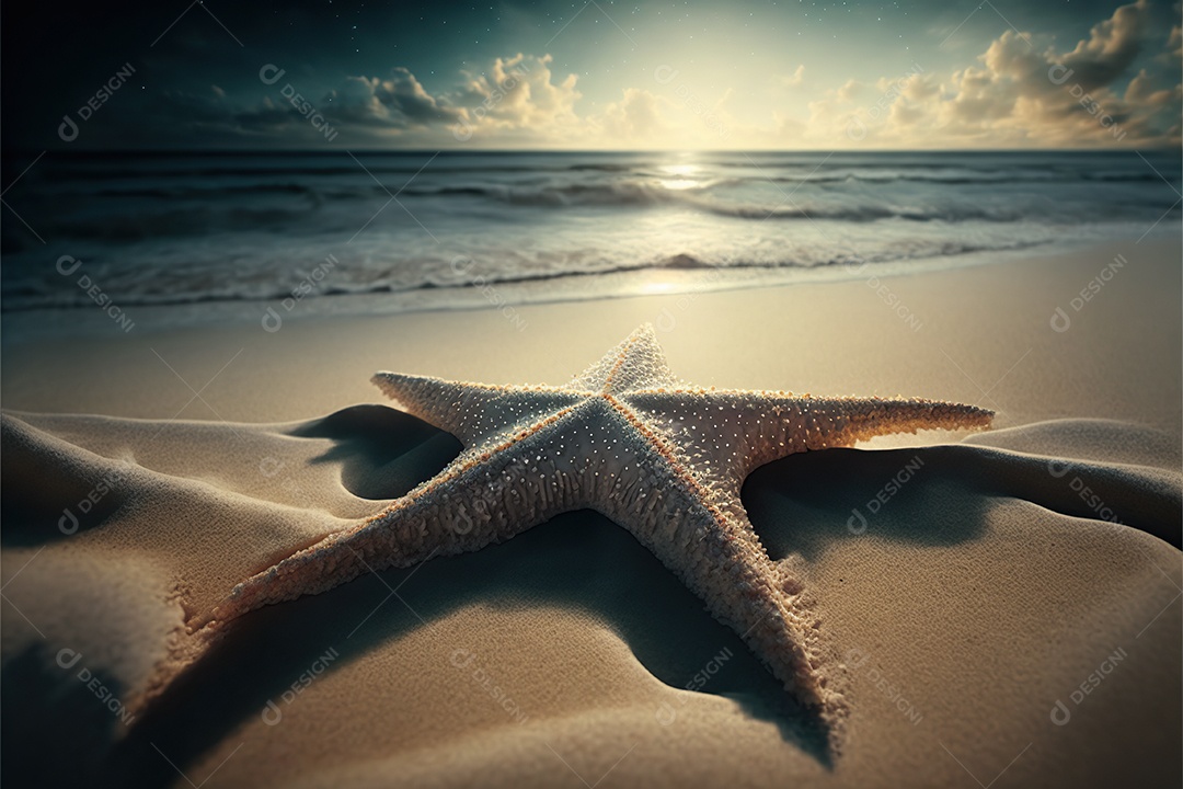 Estrela de praia na praia de areia, Maldivas