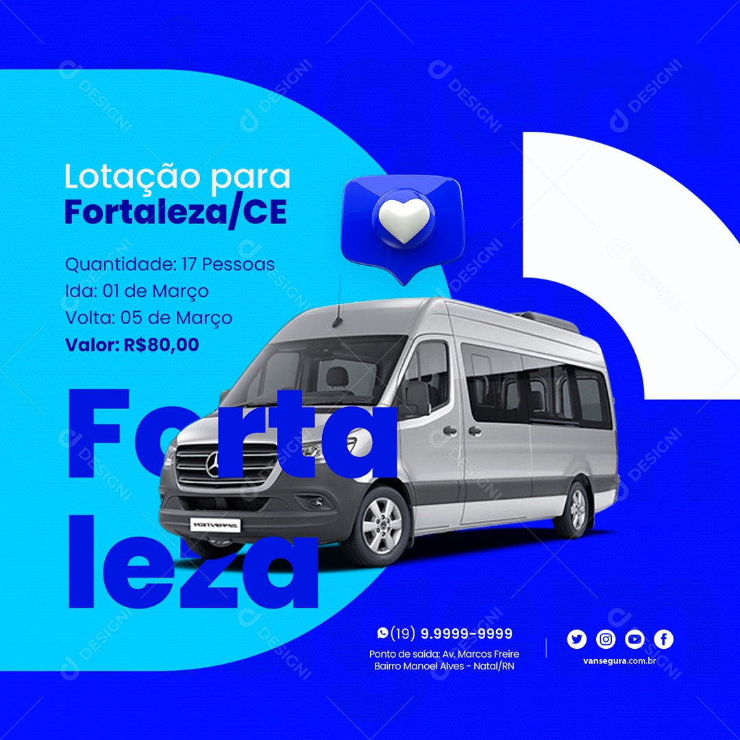 Lotação para Fortaleza Van Social Media PSD Editável