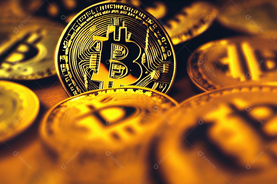 Bitcoin dourado, circuitos, placas, finanças, plano de fundo.