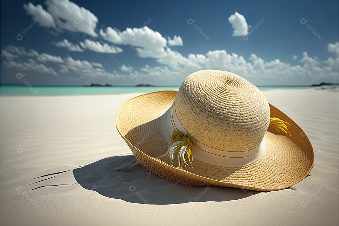 Chapéu de praia na praia, maldivas. Sol