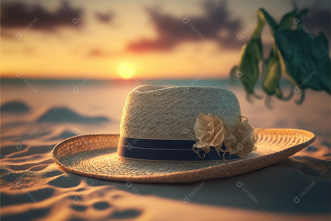 Chapéu de praia na praia, maldivas. Sol