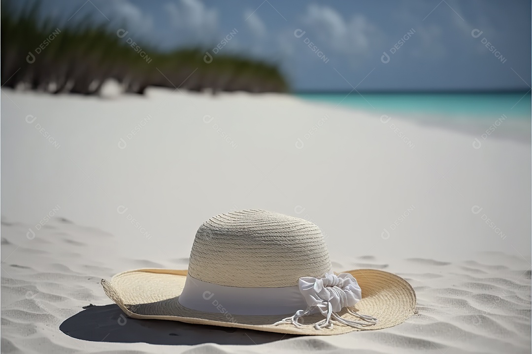 Chapéu de praia na praia, maldivas. Sol