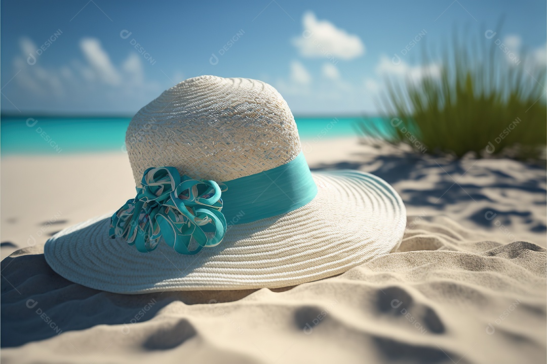 Chapéu de praia na praia, maldivas. Sol