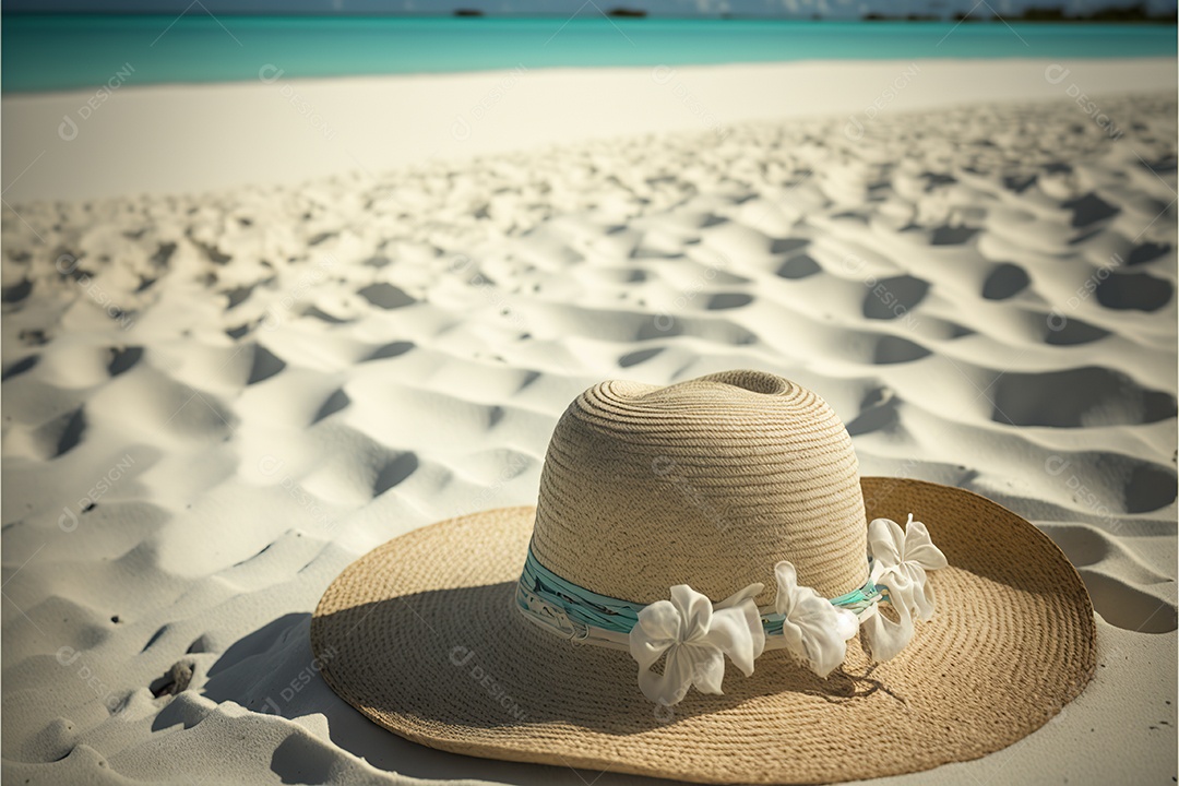 Chapéu de praia na praia, maldivas. Sol