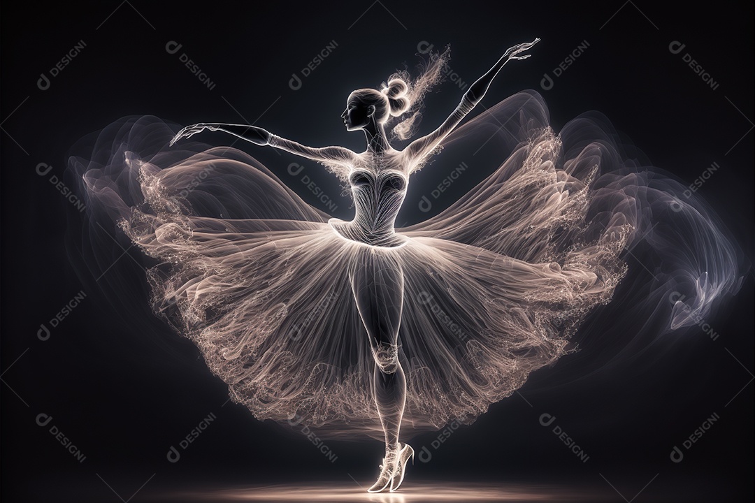 Adorável dançarina de balé, corpo inteiro, pintura leve, fantasia