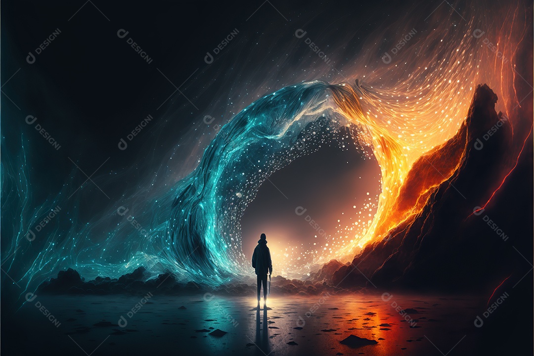 Pintura clara, criativa, fantasia, surrealismo, fundo escuro