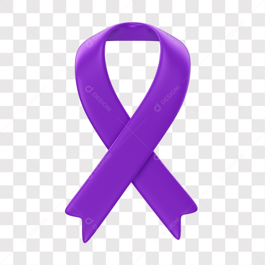 Fita de Fevereiro Roxo Elemento 3D PNG Transparente