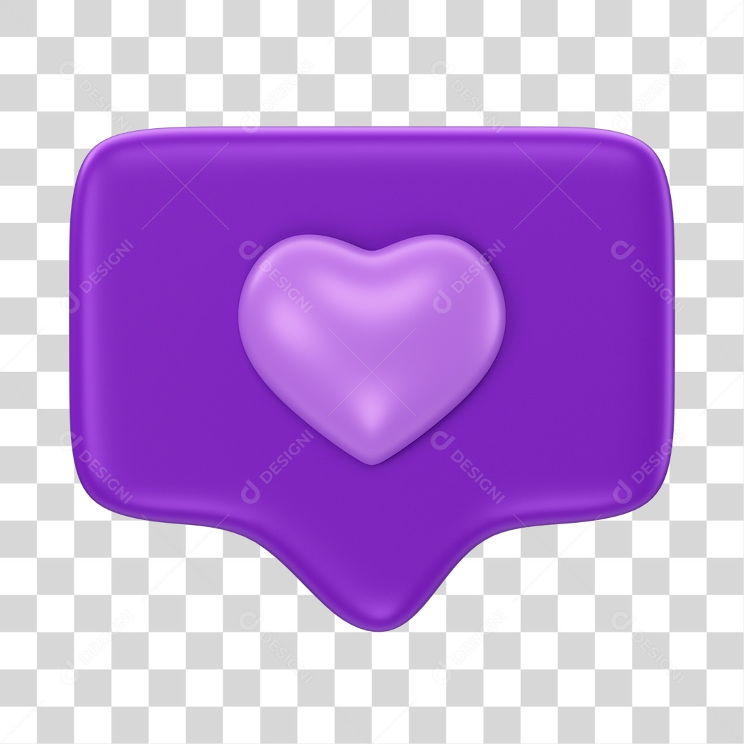 Emoji de Fevereiro Roxo Elemento 3D PNG Transparente