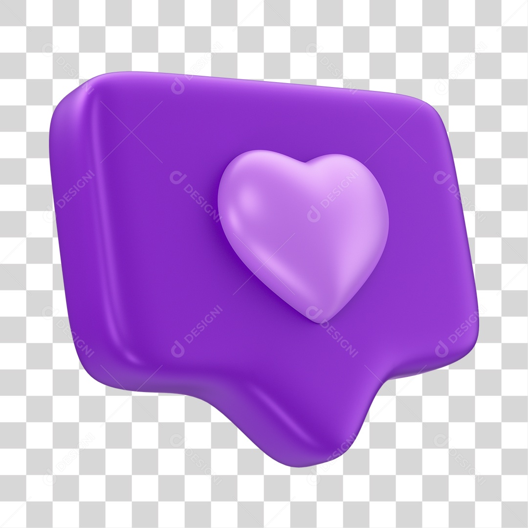 Emoji de Fevereiro Roxo Elemento 3D PNG Transparente