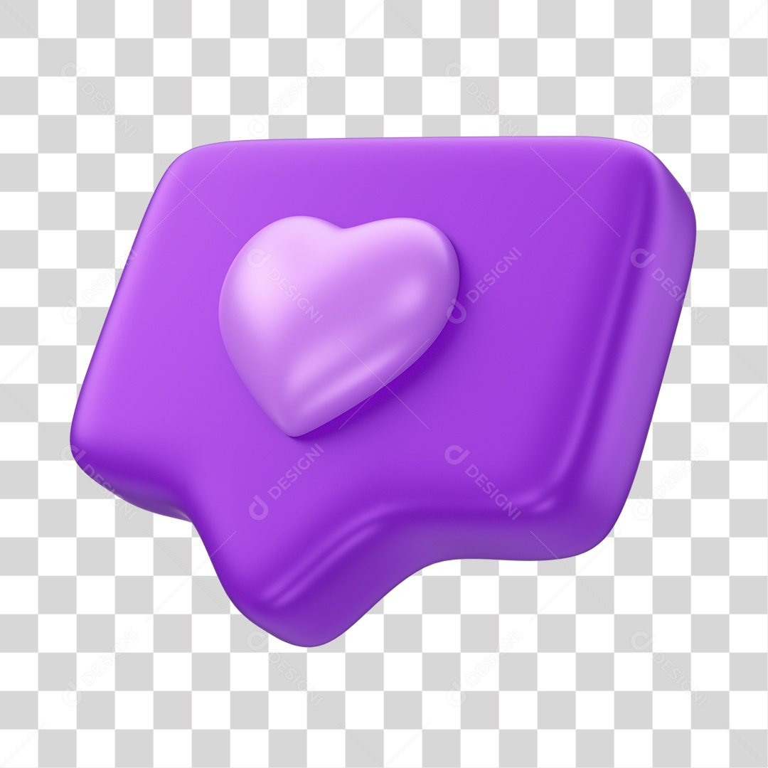 Emoji de Fevereiro Roxo Elemento 3D PNG Transparente
