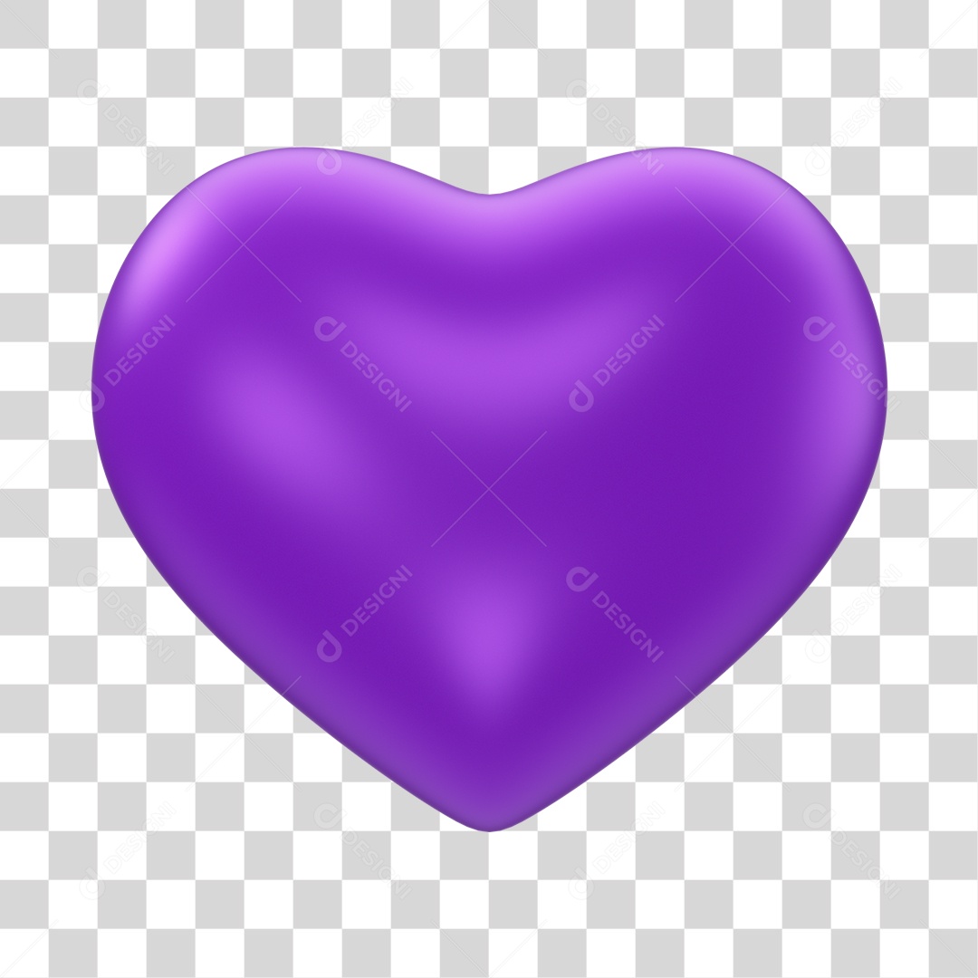 Coração de Fevereiro Roxo Elemento 3D PNG Transparente
