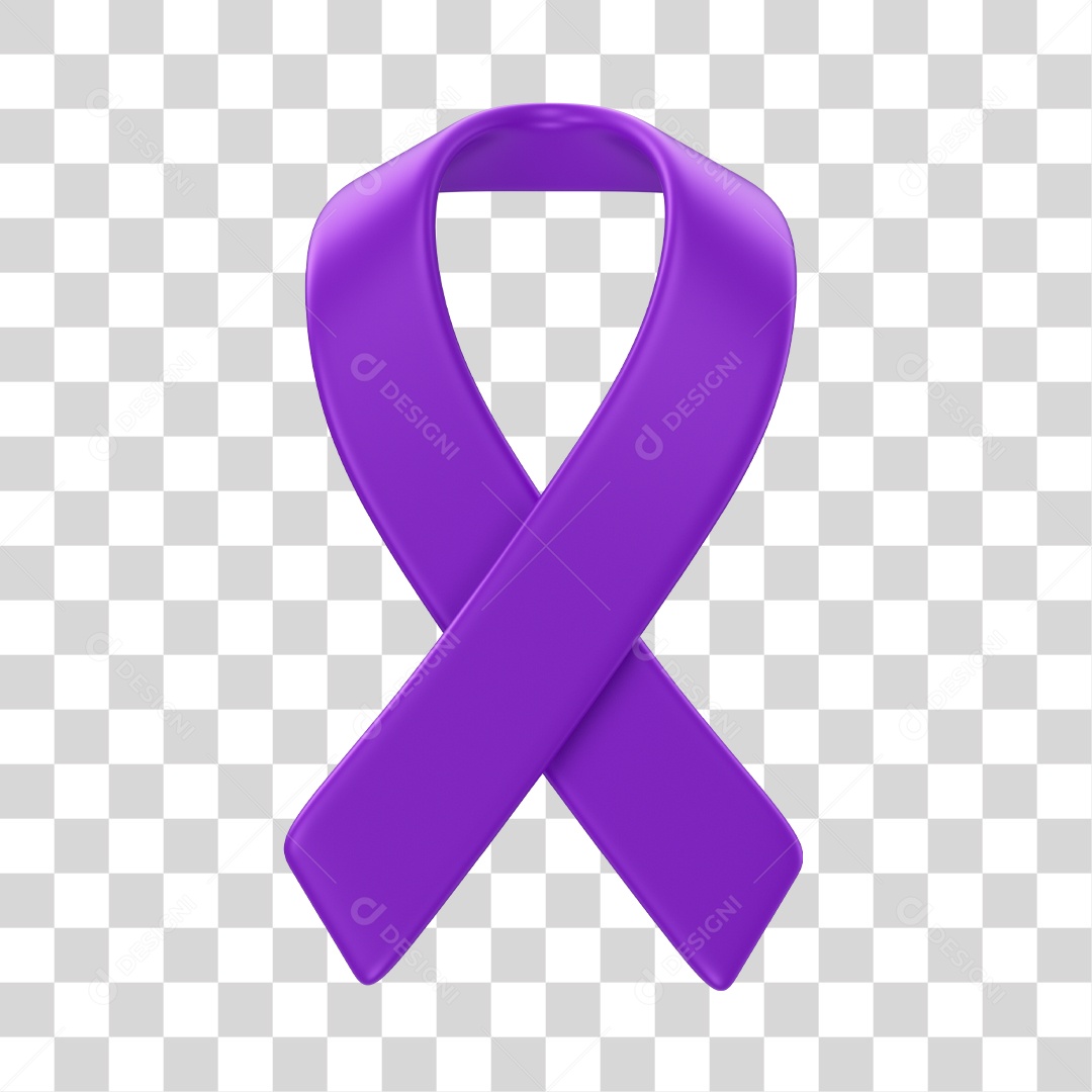Fita de Fevereiro Roxo Elemento 3D PNG Transparente