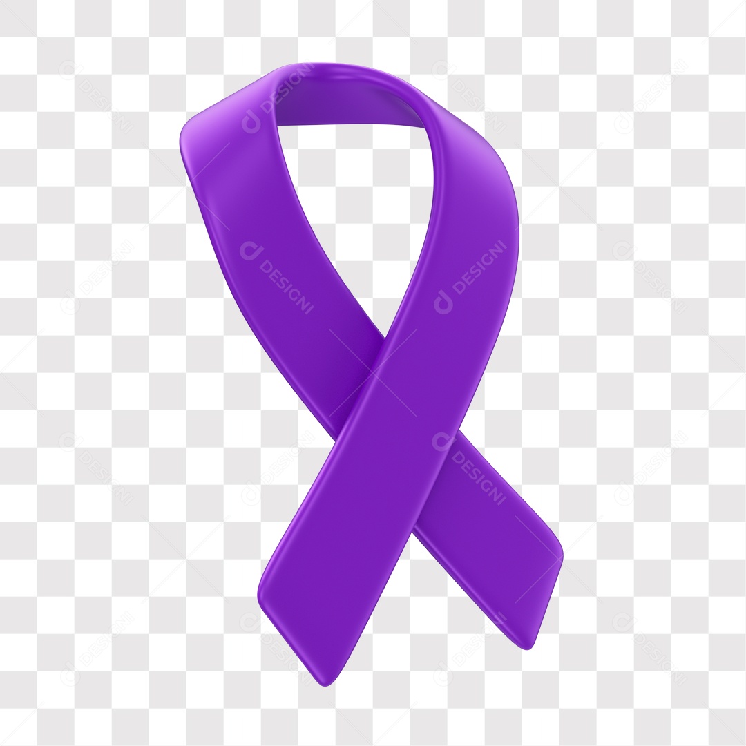 Fita de Fevereiro Roxo Elemento 3D PNG Transparente
