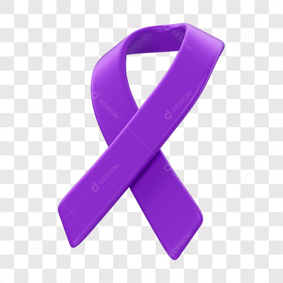 Fita de Fevereiro Roxo Elemento 3D PNG Transparente