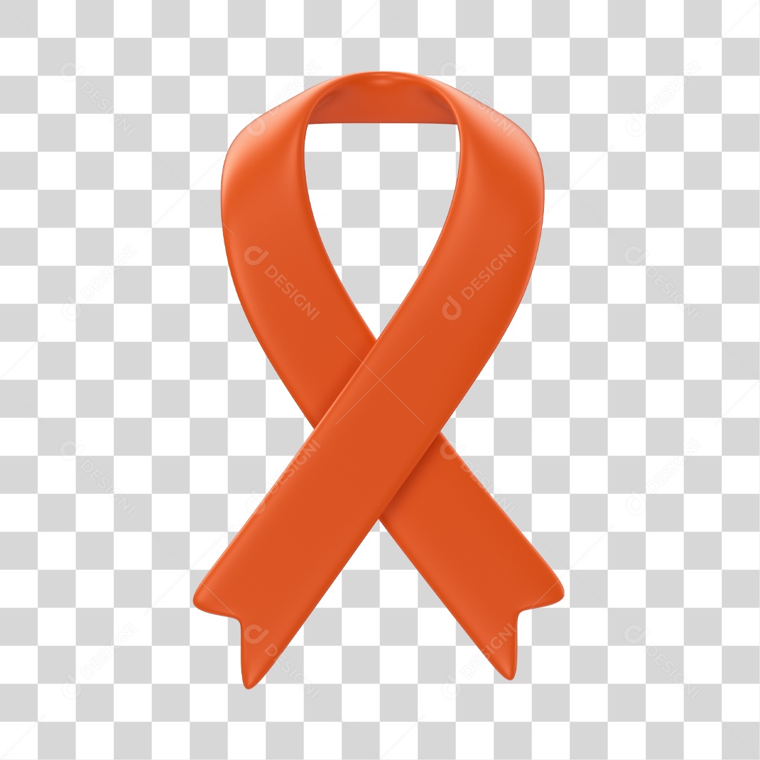 Fita de Fevereiro Laranja Elemento 3D PNG Transparente
