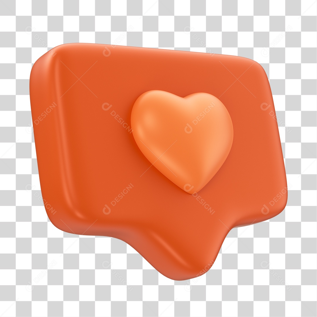 Emoji de Fevereiro Laranja Elemento 3D PNG Transparente
