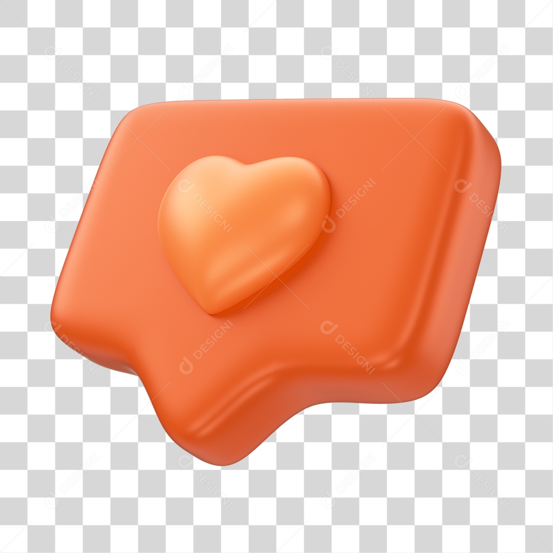 Emoji de Fevereiro Laranja Elemento 3D PNG Transparente