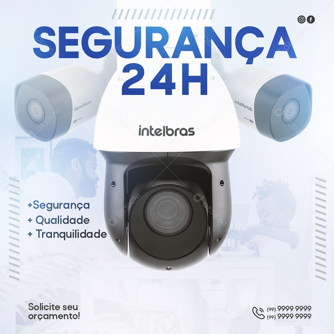 Segurança 24H Venha Conferir Social Media PSD Editável