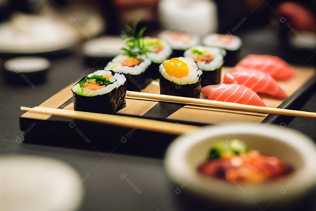 Combo de comida japonesa sobre a mesa