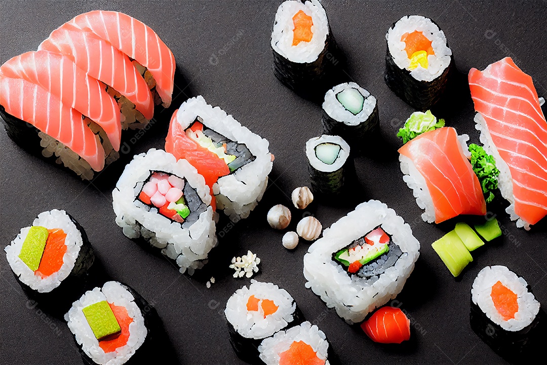 Combo de comida japonesa sobre a mesa