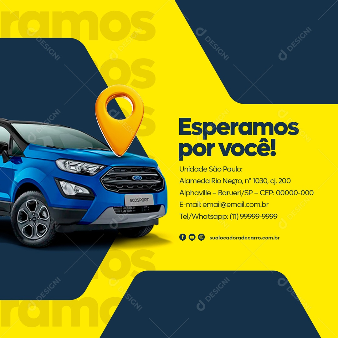 Esperamos por Você Locadora de Carro Social Media PSD Editável