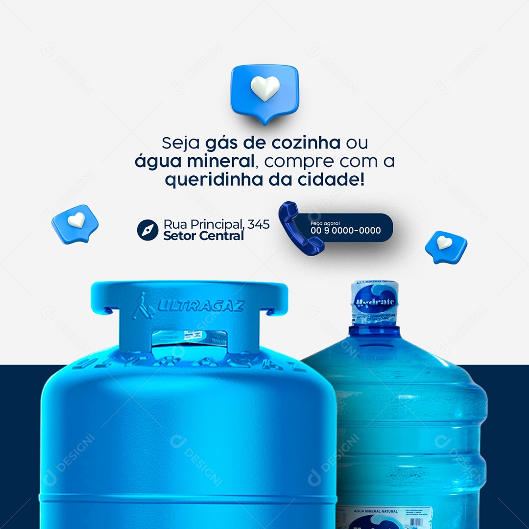 Seja Gás de Cozinha ou Água Mineral Social Media PSD Editável