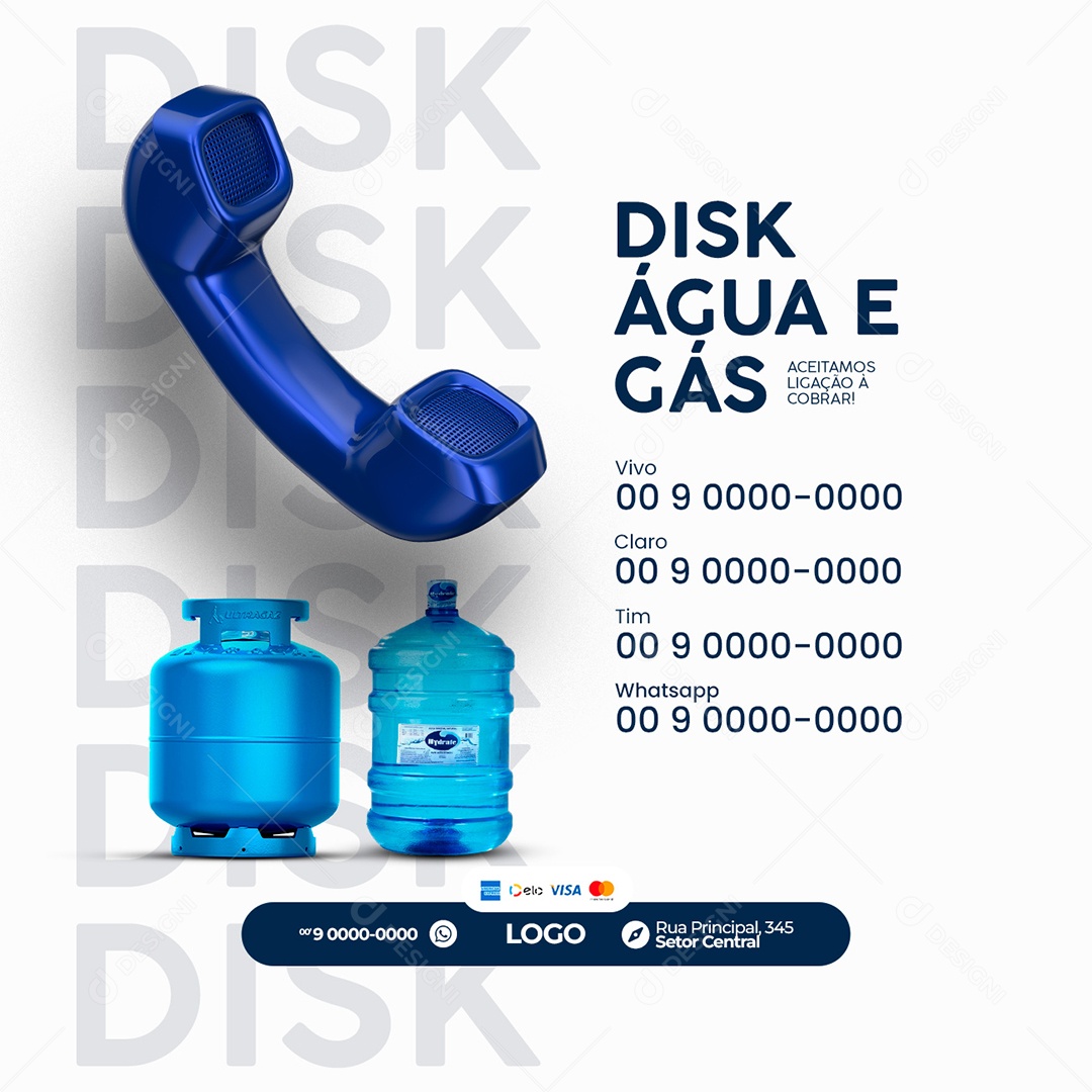 Disk Água e Gás Distribuidora de Gás Social Media PSD Editável