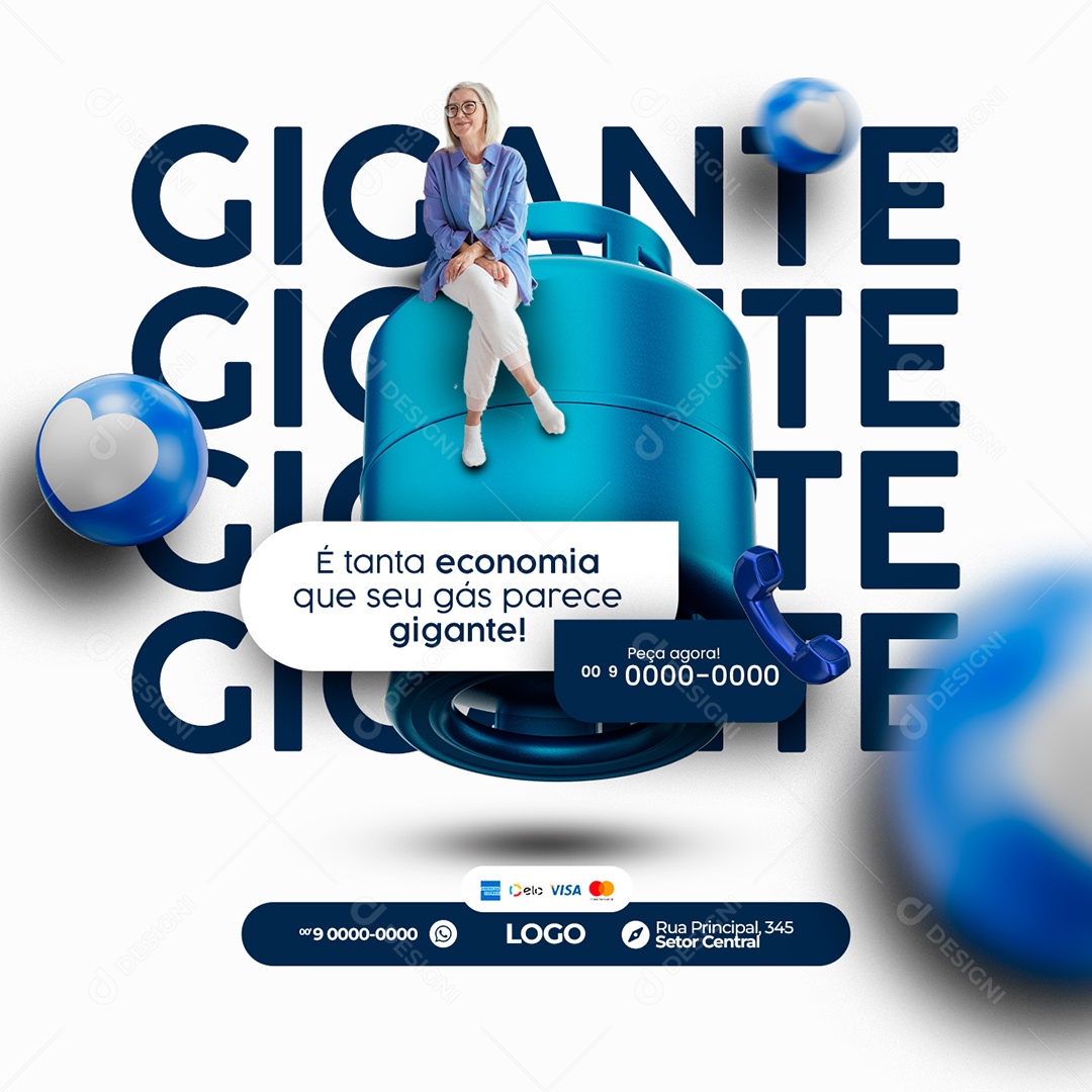 É Tanta Economia Que seu Gás Parece Gigante Distribuidora de Gás Social Media PSD Editável