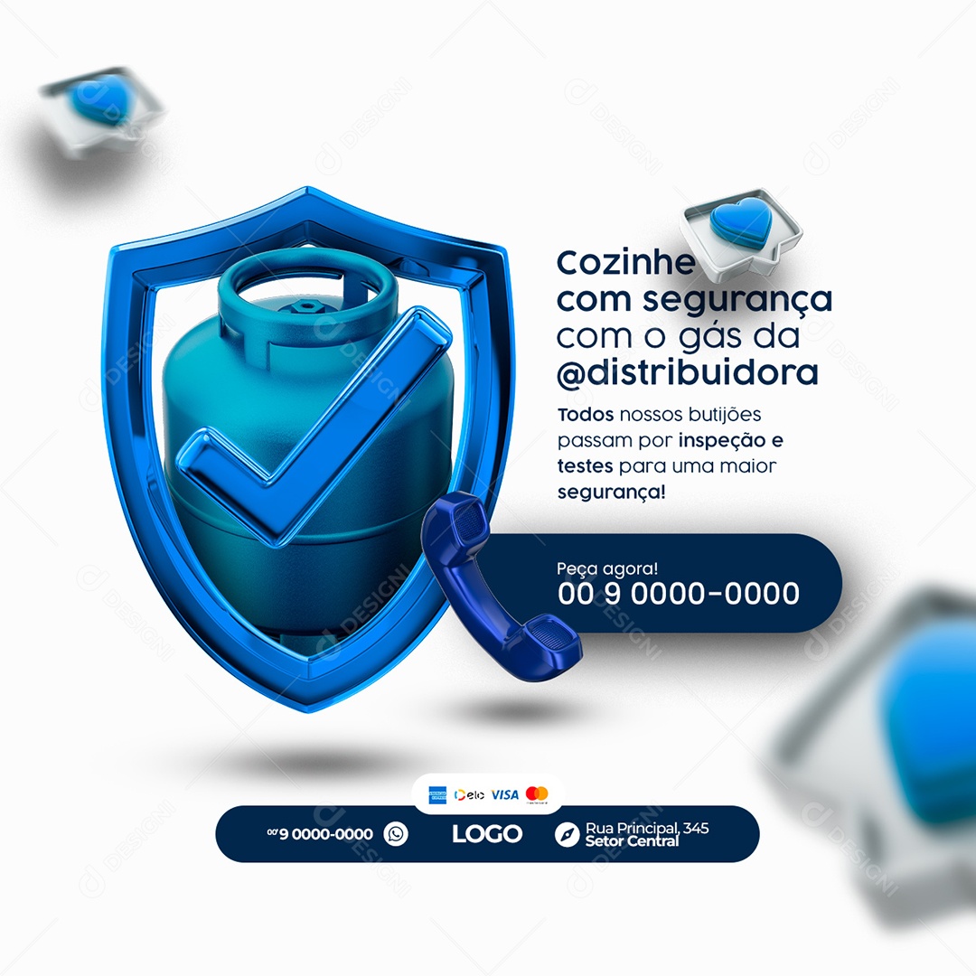 Cozinha com Segurança com o Gás da Distribuidora de Gás Social Media PSD Editável