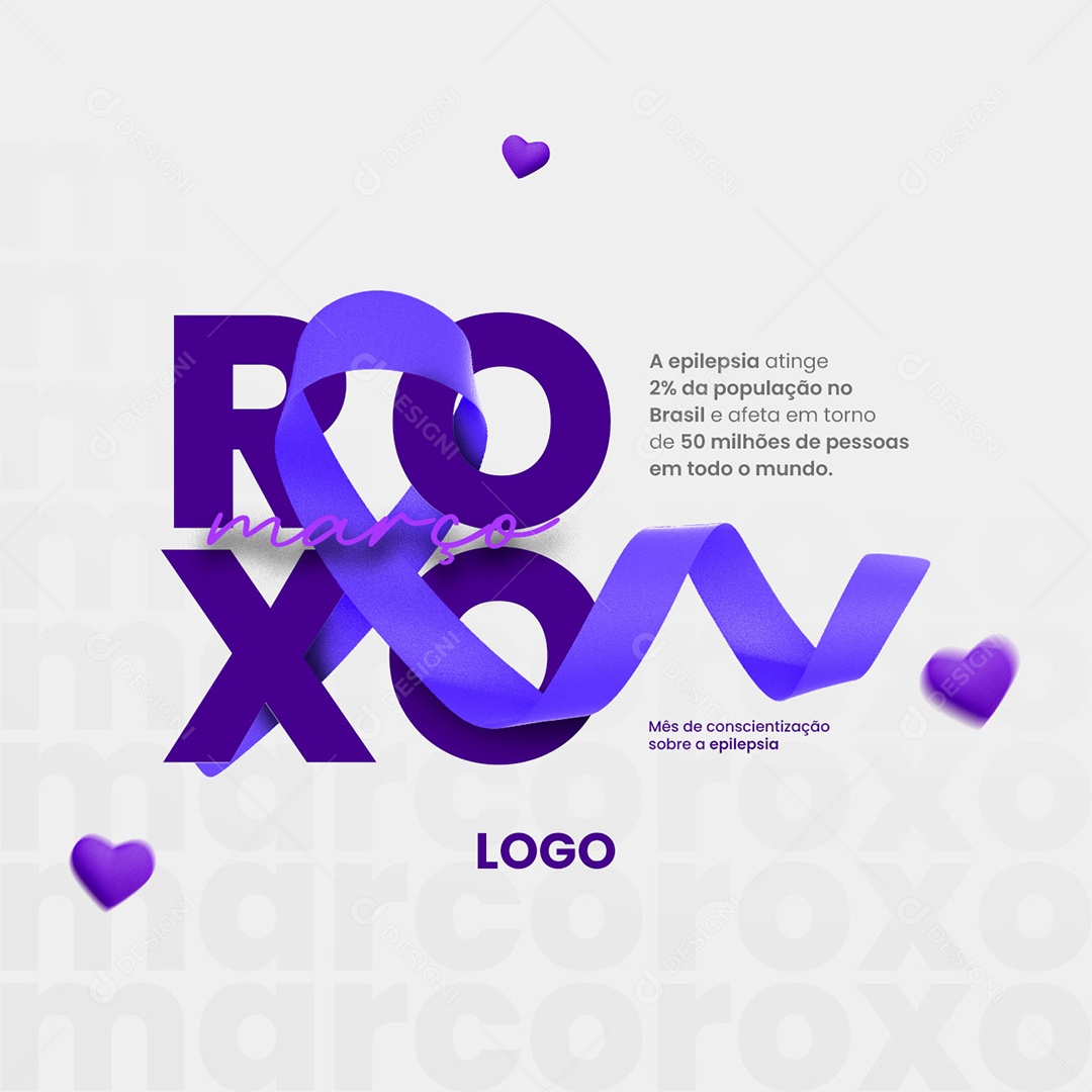 Março Roxo Mês de Conscientização sobre a Epilepsia Social Media PSD Editável