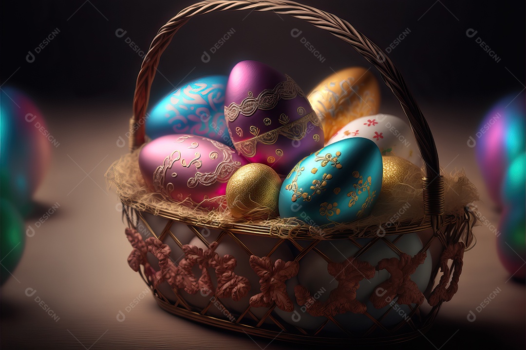 Ovos de Páscoa fofo isolado em fundo gradiente preto