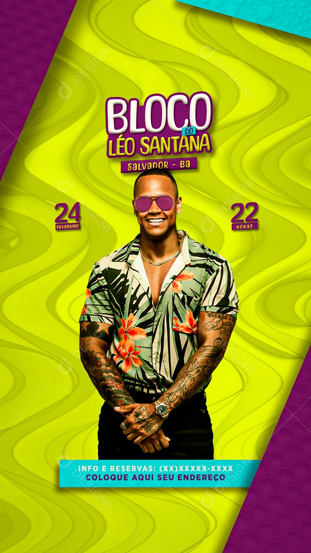 Story Flyer Bloco do Léo Santana Social Media PSD Editável