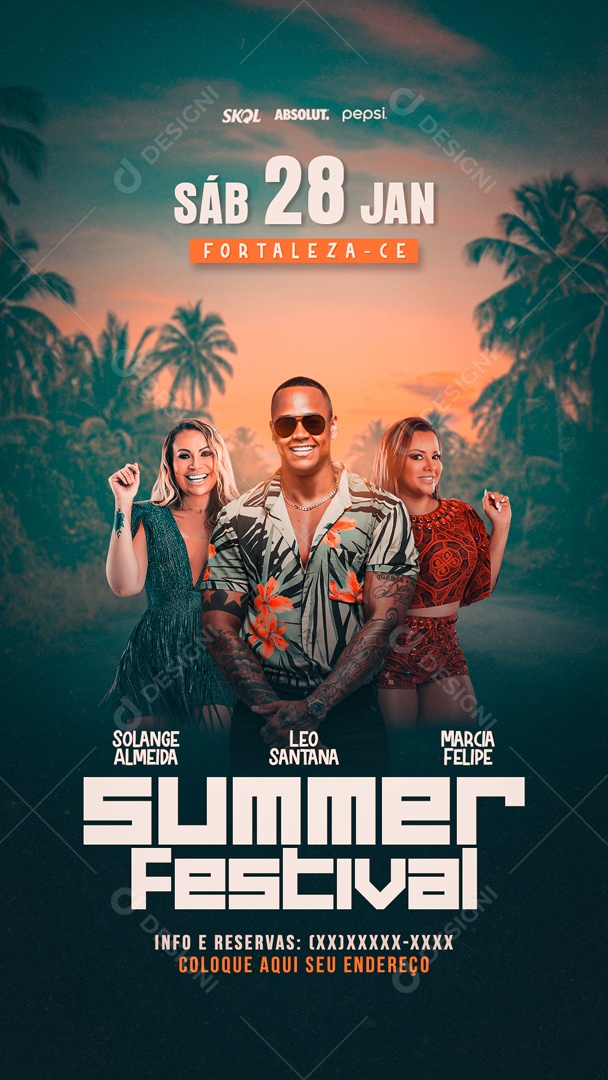 Story Flyer Summer Festival Social Media PSD Editável