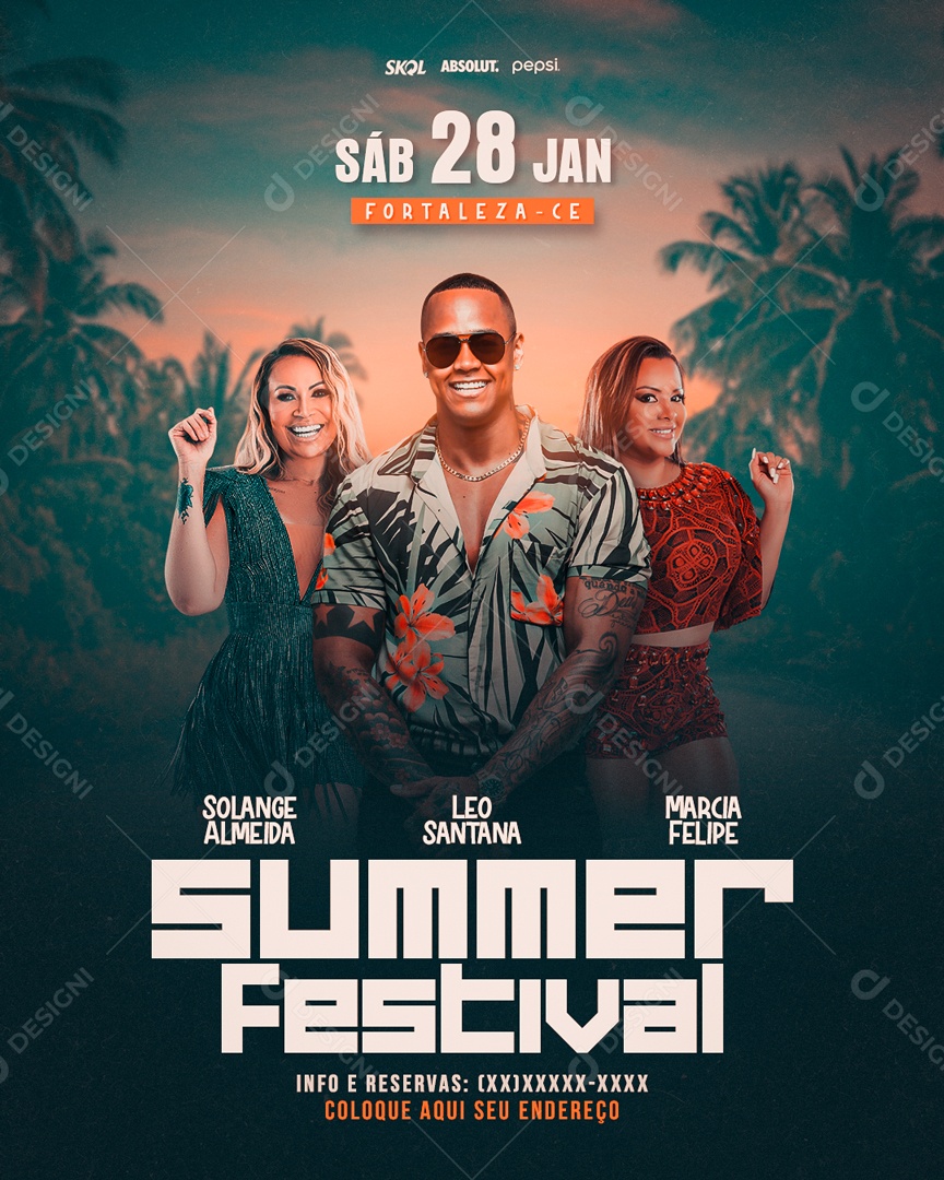 Flyer Summer Festival Social Media PSD Editável