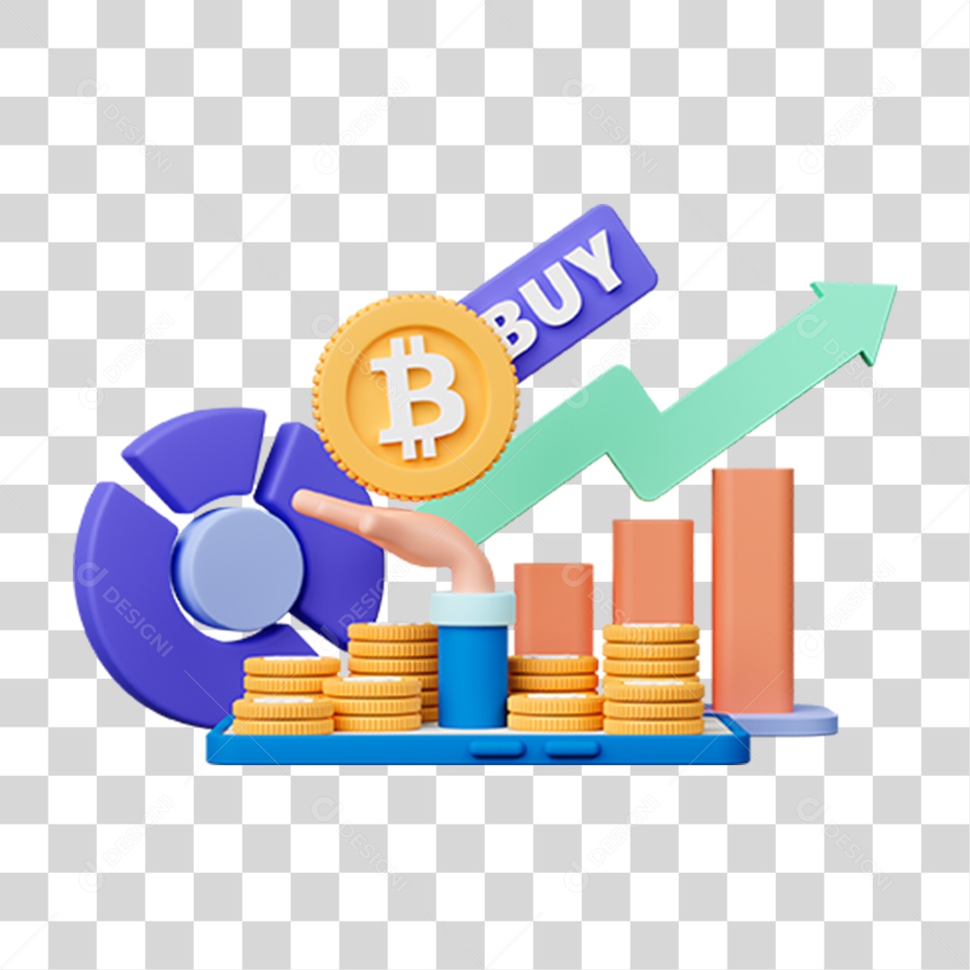 Elemento 3D Moeda Virtual para Composição PNG Transparente