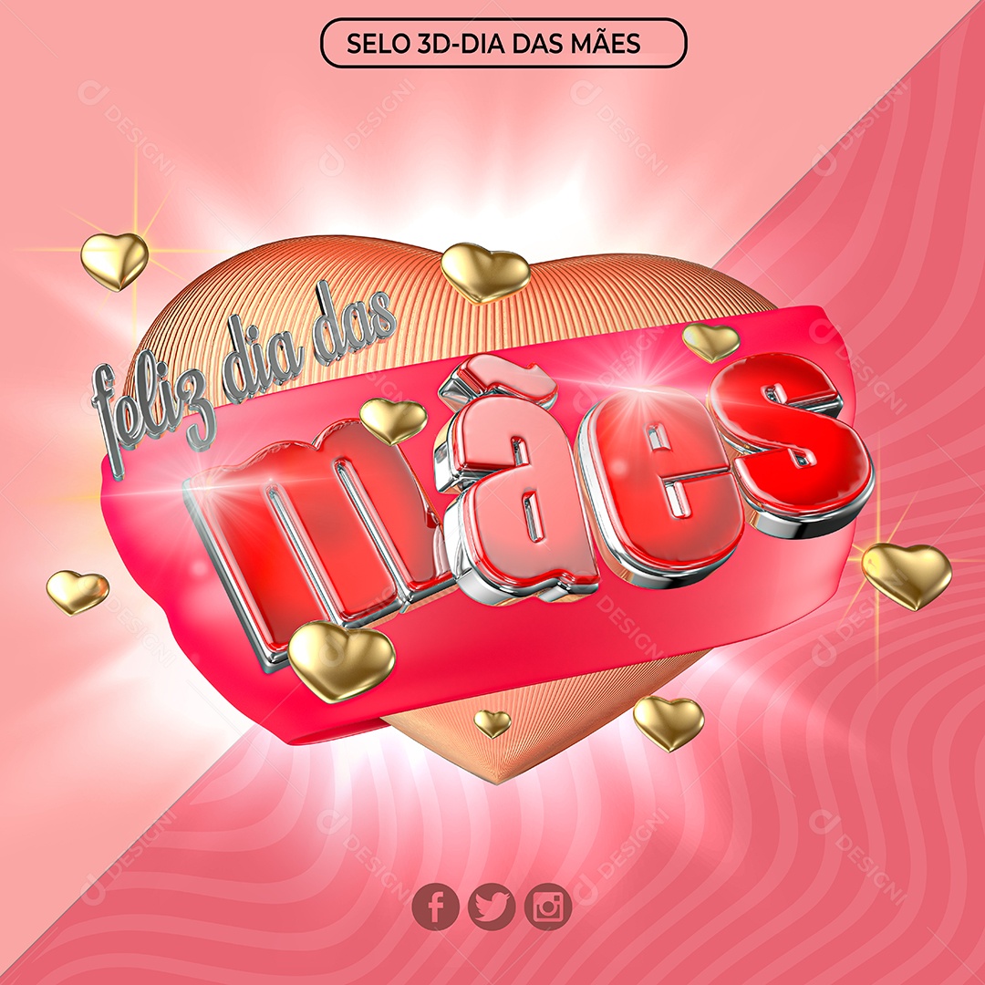 Selo 3D Para Composição Feliz Dia Das Mães PNG Transparente