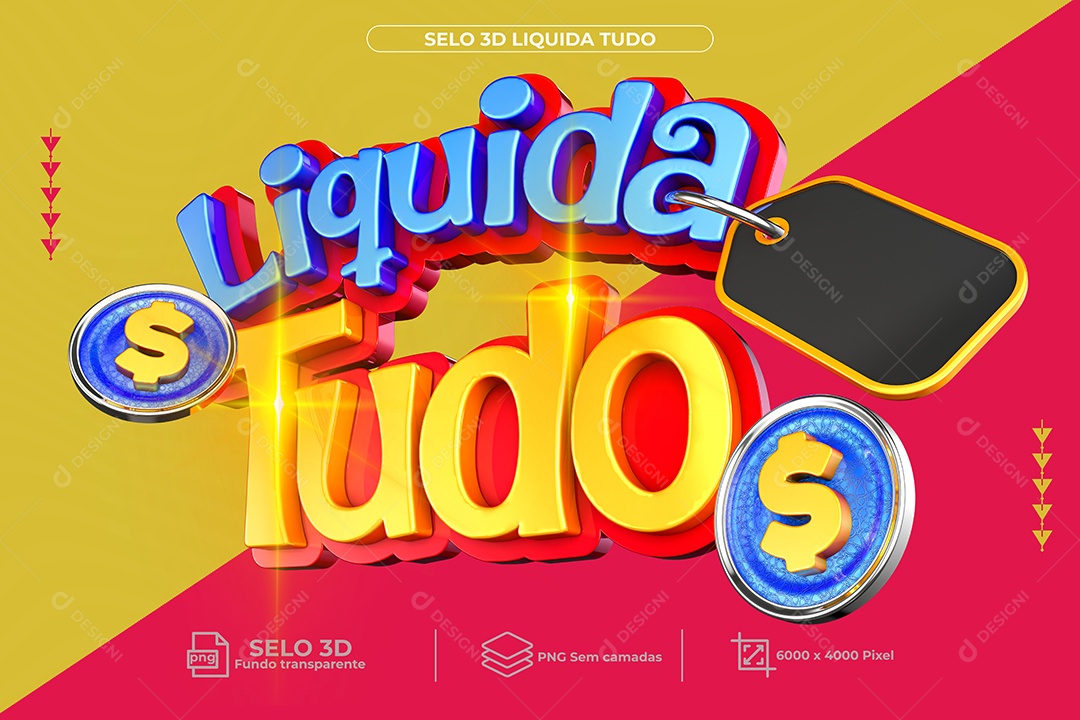 Selo 3D Para Composição Liquida Tudo PNG Transparente