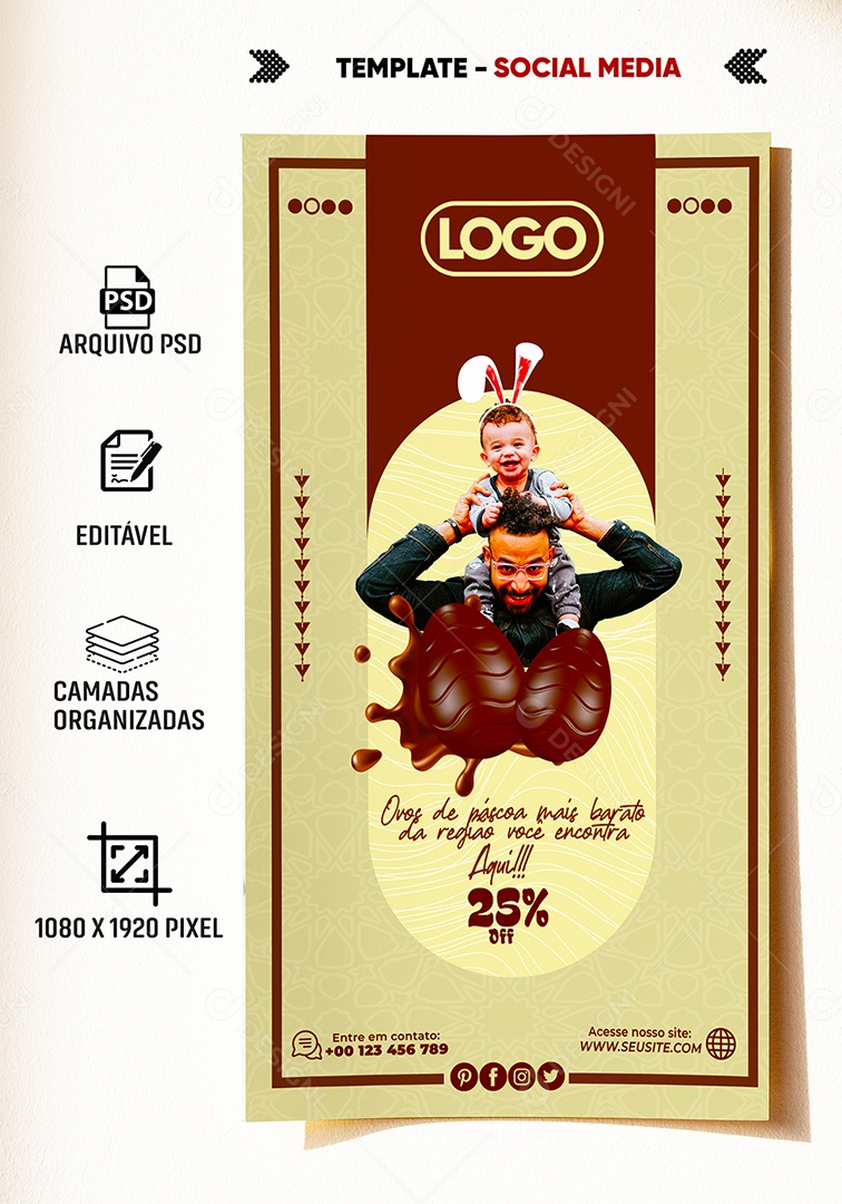 Story Ovos de Páscoa Mais Baratos da Região Você Encontra Aqui Social Media PSD Editável