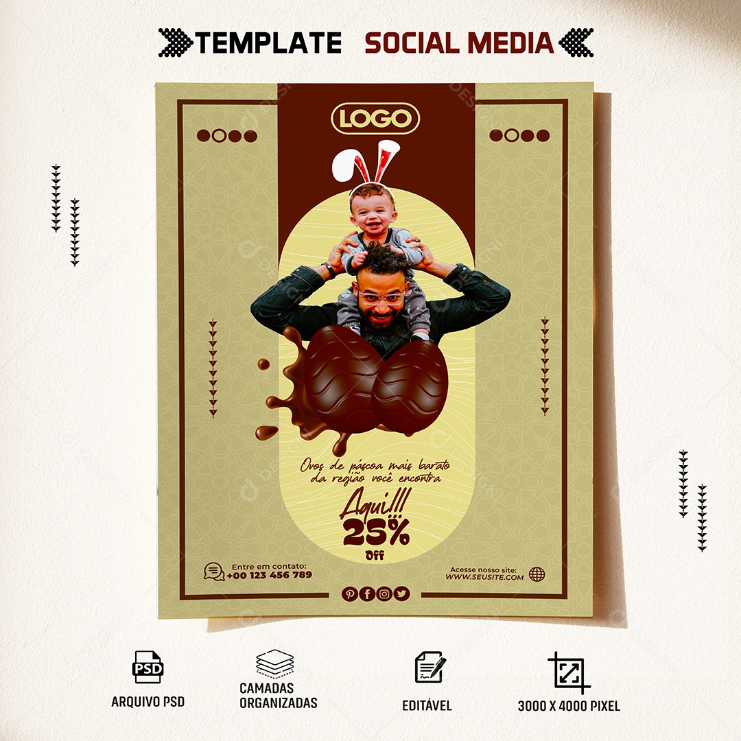Ovos de Páscoa Mais Baratos da Região Você Encontra Aqui Social Media PSD Editável