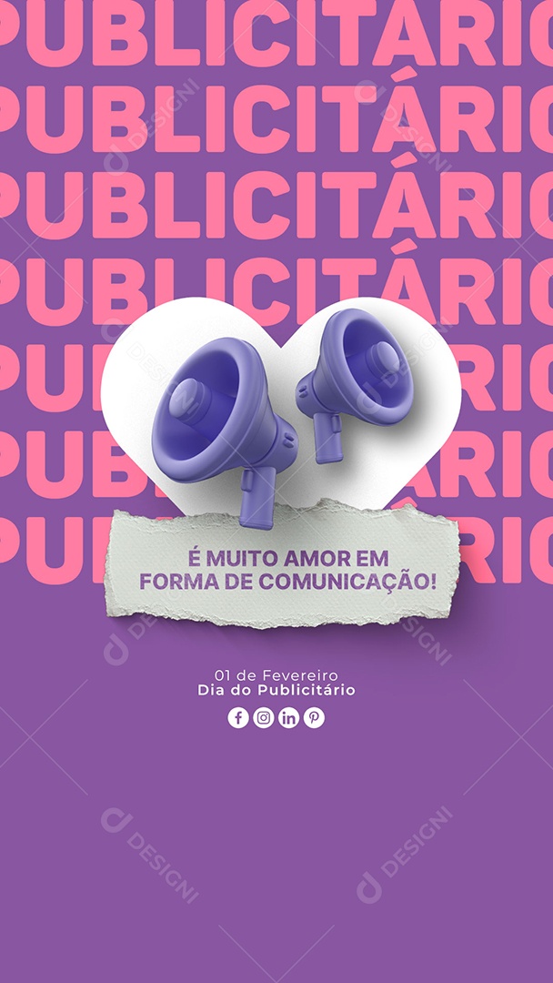 Story É Muito Amor em Forma de Comunicação Dia Do Publicitário Social Media PSD Editável