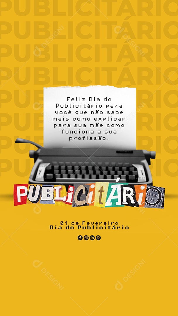 Story Feliz Dia Do Publicitário 1 de Fevereiro Social Media PSD Editável