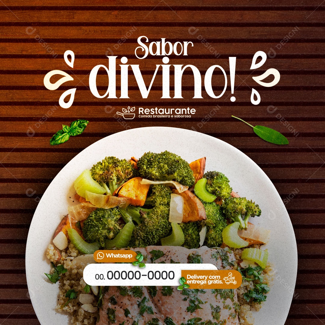 Sabor Divino! Restaurante Social Media PSD Editável