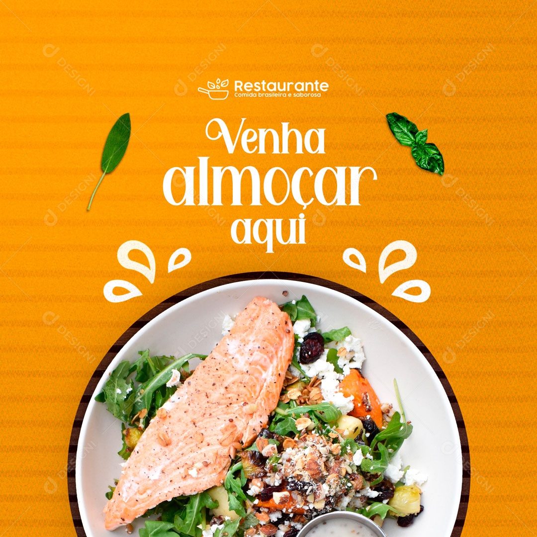 Venha Almoçar Aqui Restaurante Social Media PSD Editável