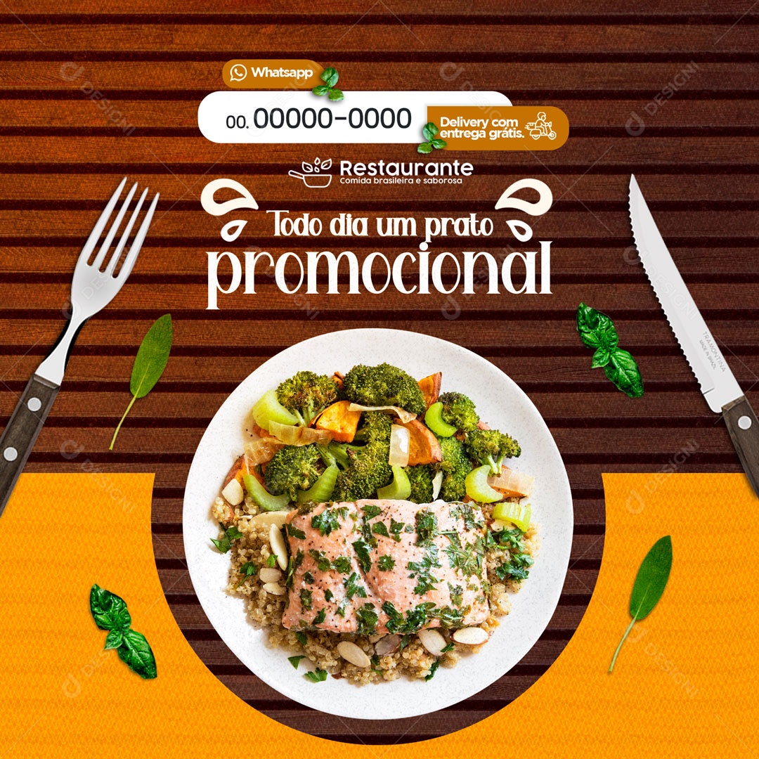 Todo Dia um Prato Promocional Restaurante Social Media PSD Editável