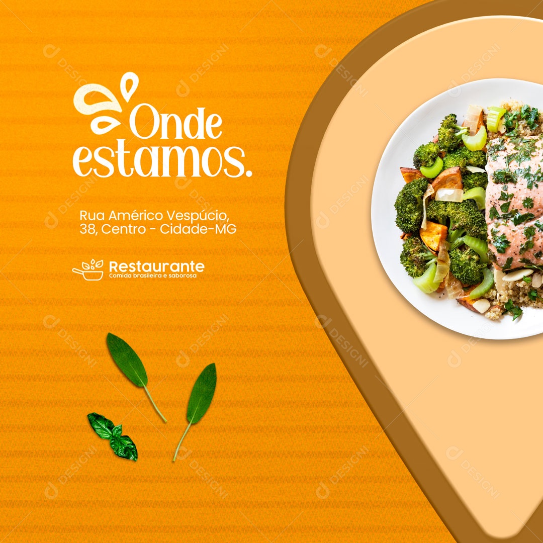 Onde Estamos Localização Restaurante Social Media PSD Editável