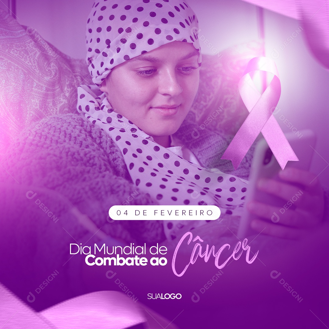 Dia Mundial Do Combate Ao Câncer 04 de Fevereiro Social Media PSD Editável