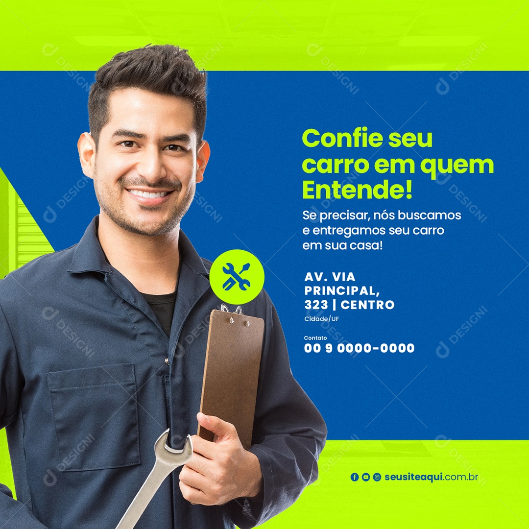 Trust Your Car to Those Who Understand Mechanics Auto Center Social Media Editable PSD